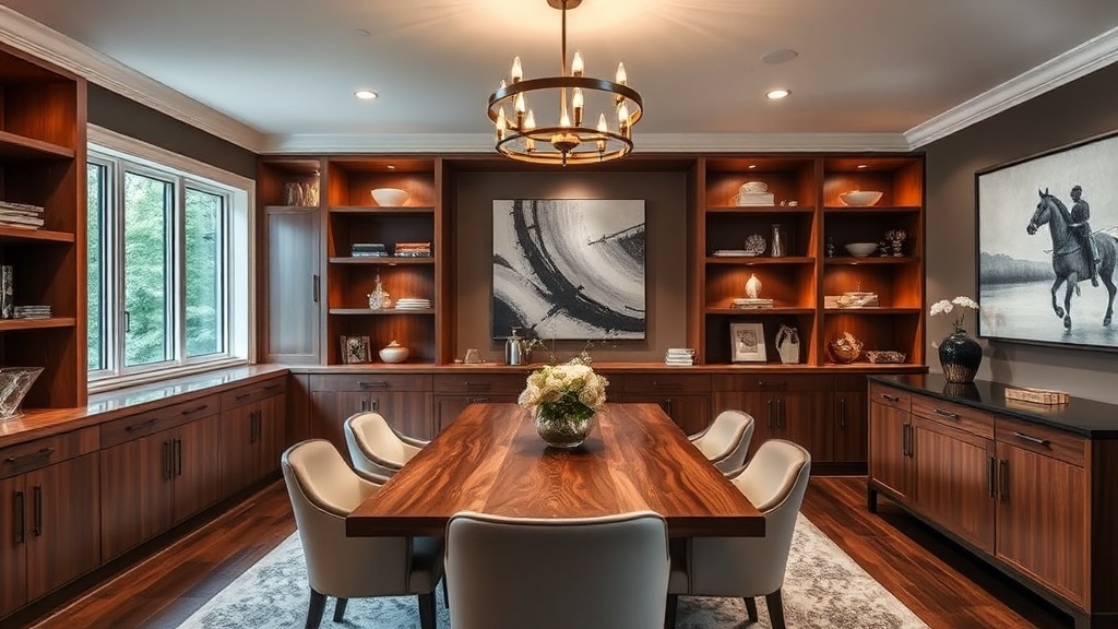 Stunning dining room renovation with modern chandelier